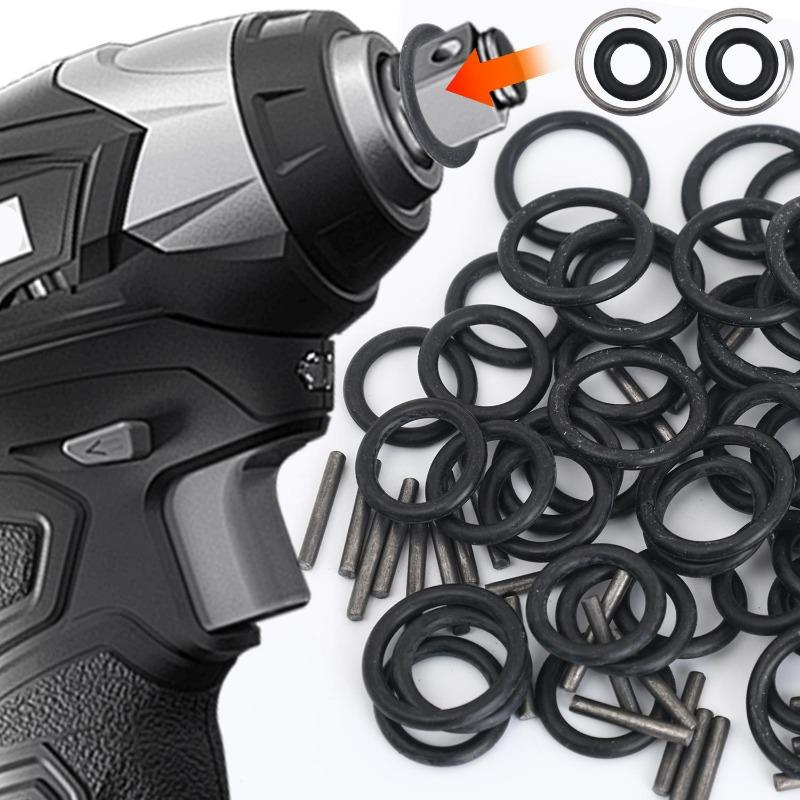 5/50Pcs O Ring Rubber Sealing Washer Black Gasket Oil Resistant High Temperature Ring with Spring Clip Wrench Component Tools