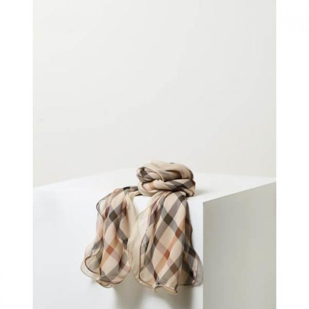Daks Brown Check Long Silk Scarf Dcsc5f290w2