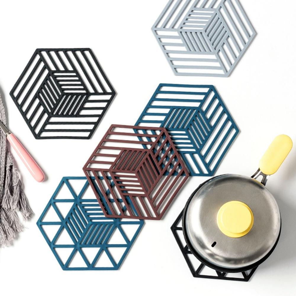 Creative Silicone Hexagon Geometric Drink Holder Hollow Placemat Coaster Cup Pad Trivet Mats