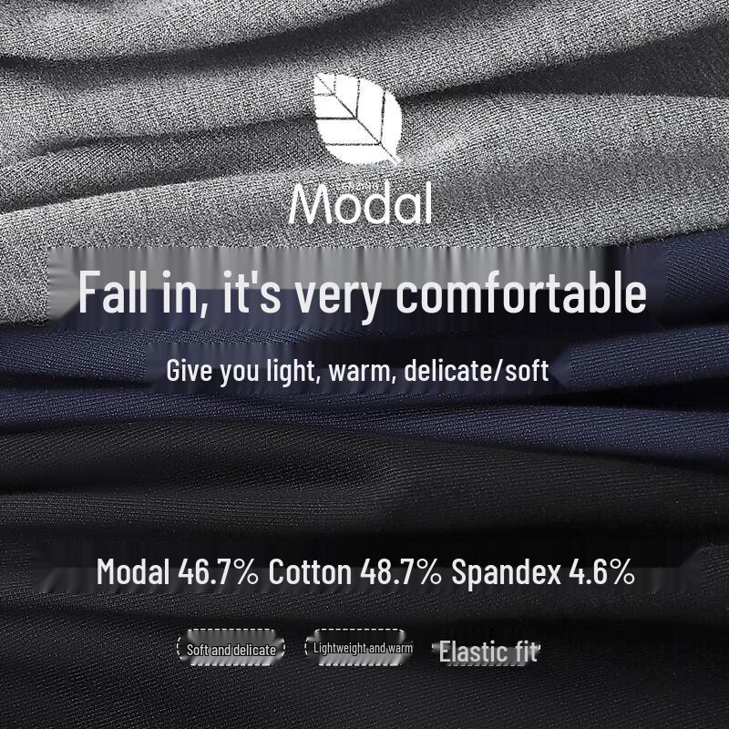 LANGSHA Men's Thin Modal Round Neck Thermal Underwear Set