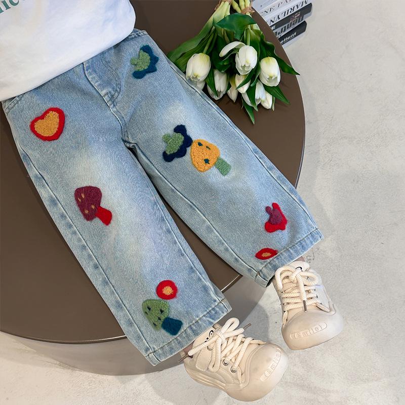 Fashionable Girls' Loose-Fit Wide-Leg Jeans - Spring & Autumn 2025 Collection