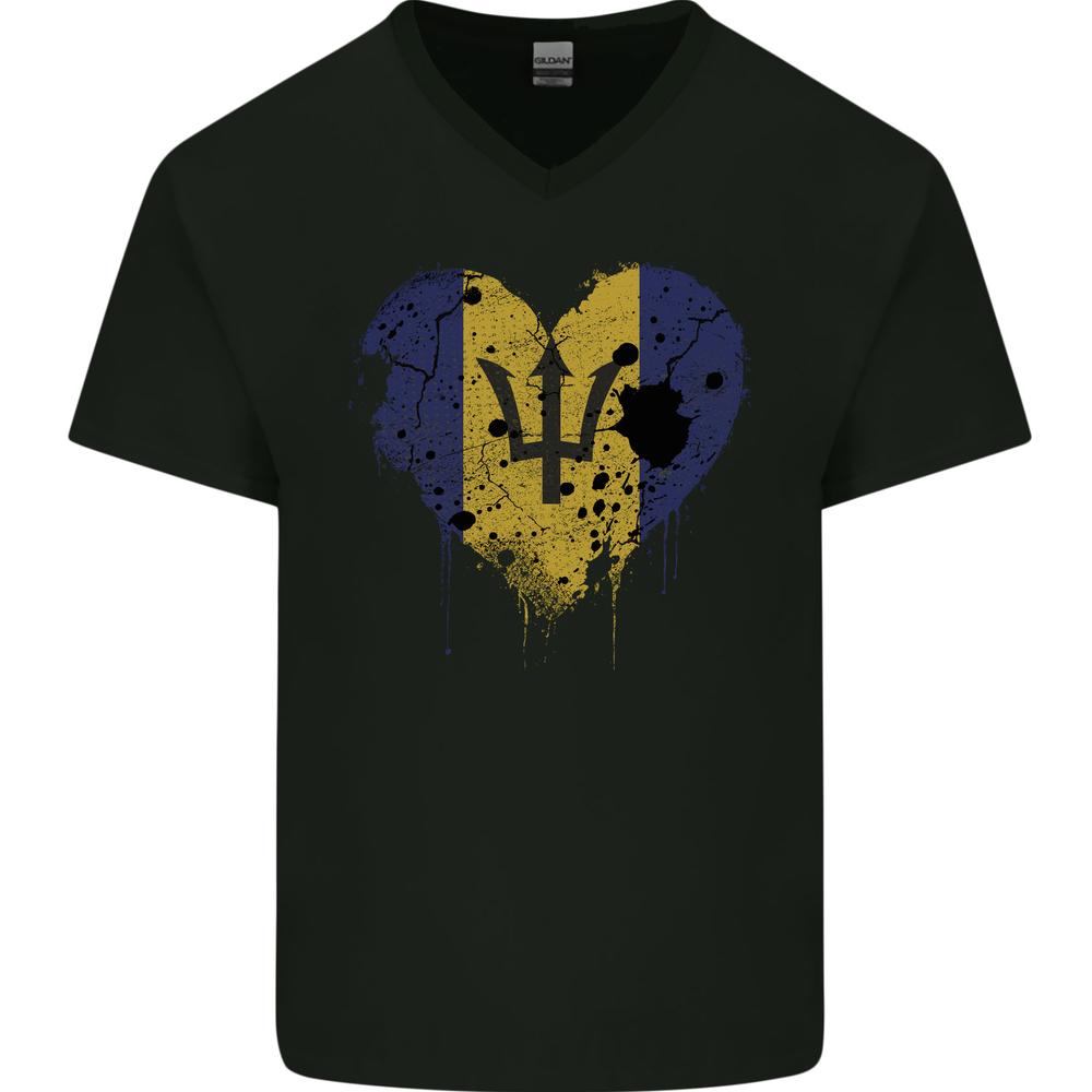 Love Barbados Flag Barbadians Day Football Mens VNeck Cotton T-shirt XXL