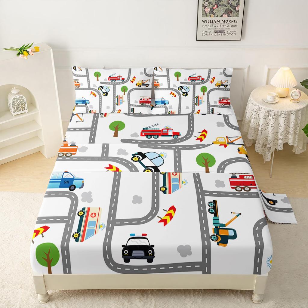 Forest Animal Fox Deer Bear Pattern Sheet Four-Piece Bedroom Room Dormitory Bedding Decoration