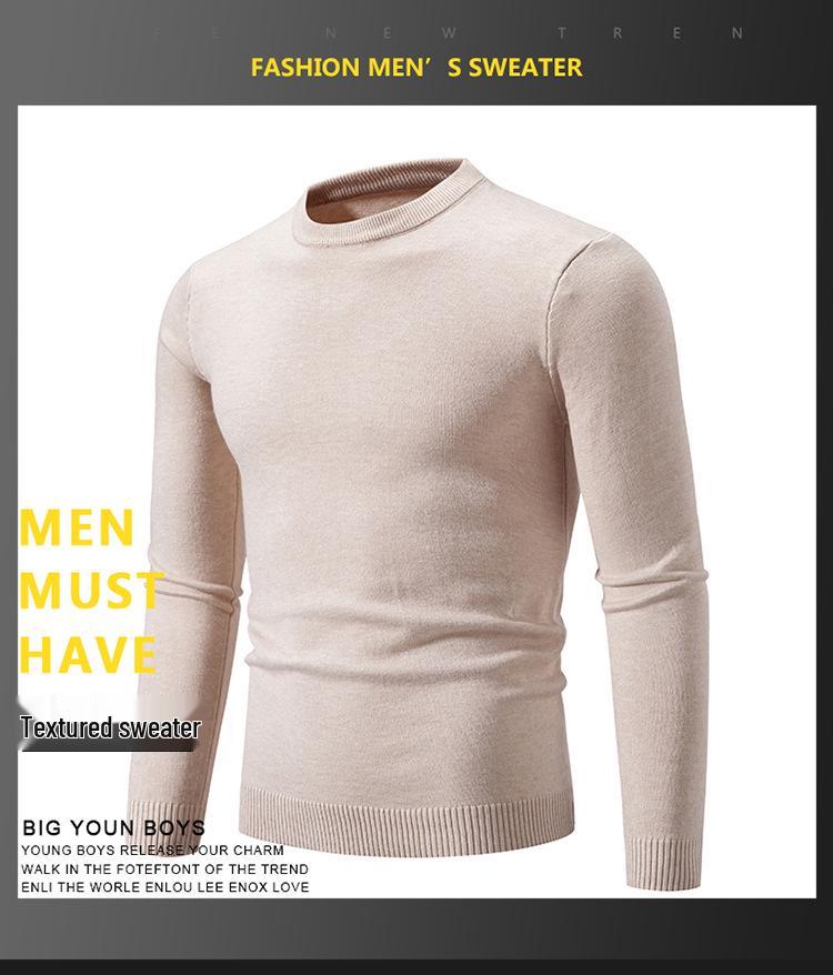 2025 Men's Casual Round Neck Solid Color Fashion Sweater