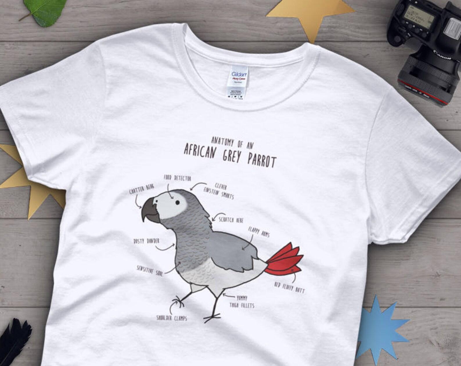 African Grey Parrot Shirt, , Funny Parrot Lover Gift, Cute Bird T-shirt, African Gray Parrot Tshirt, Pet Graphic Tee, Clothing Blue 160