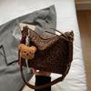 Women's Suede Leopard Print Large-Capacity Retro Crossbody Tote Bag