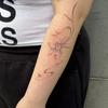 Premium Sense Of Personality Simple Small Fresh Plain Flower Star Ribbon Arm Tattoo Sticker