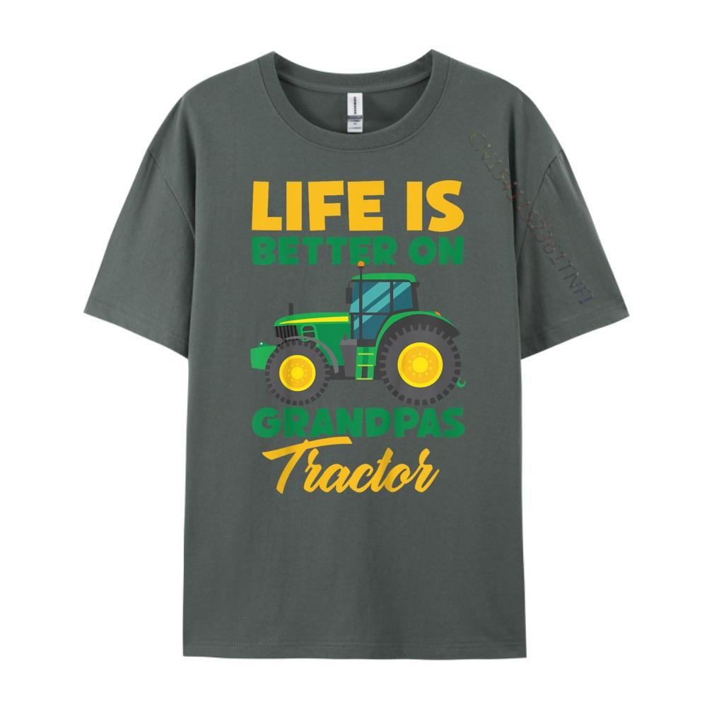 Kids Young Farmer Funny Tractor Boy On Grandpas Tractor Mens Shirts Graphic Tee Mens Clothes Classic