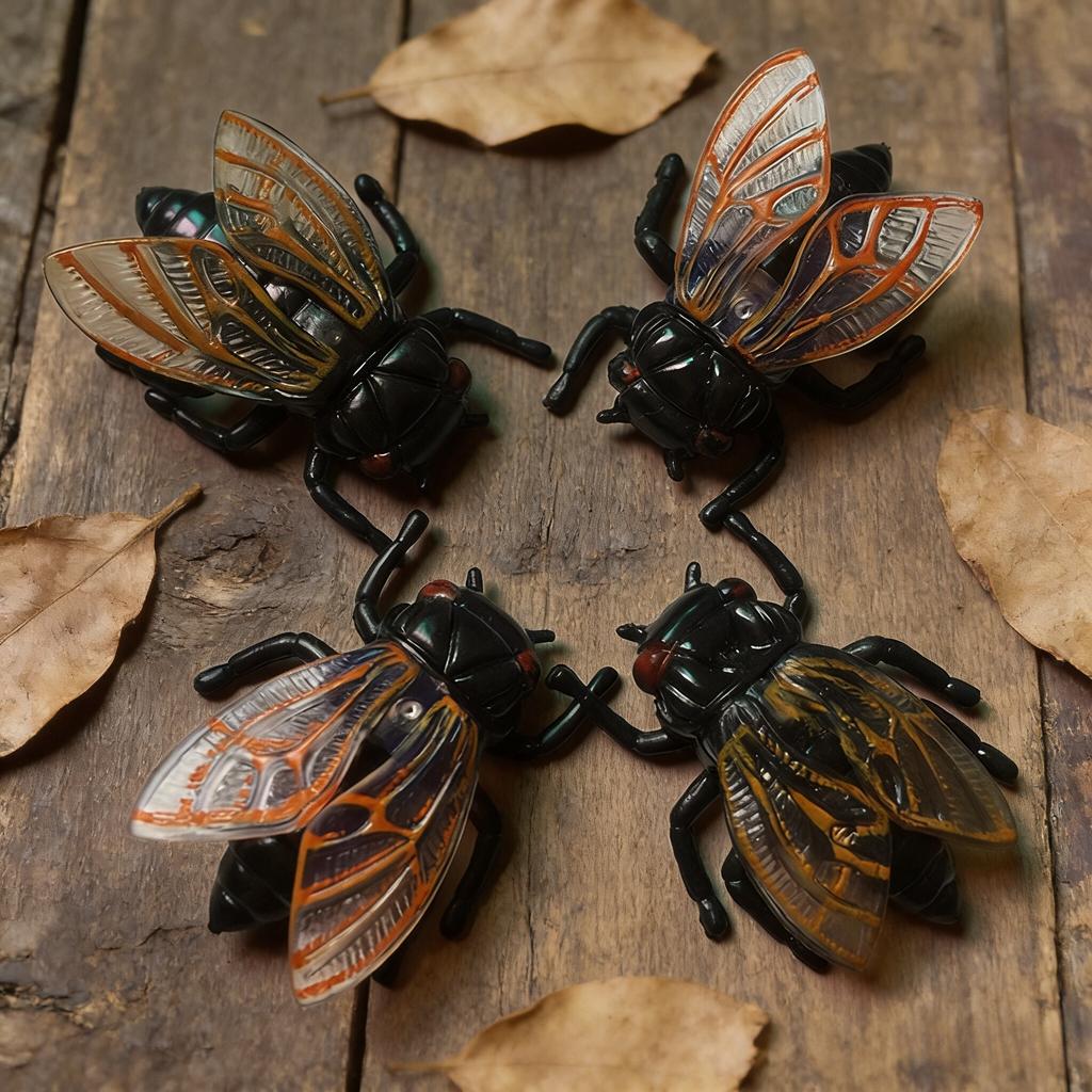15pcs Simulation Cicada Novelty Ornament, Model Ornament, Office, Furniture Ornament Statues, Home Decoration Accessories