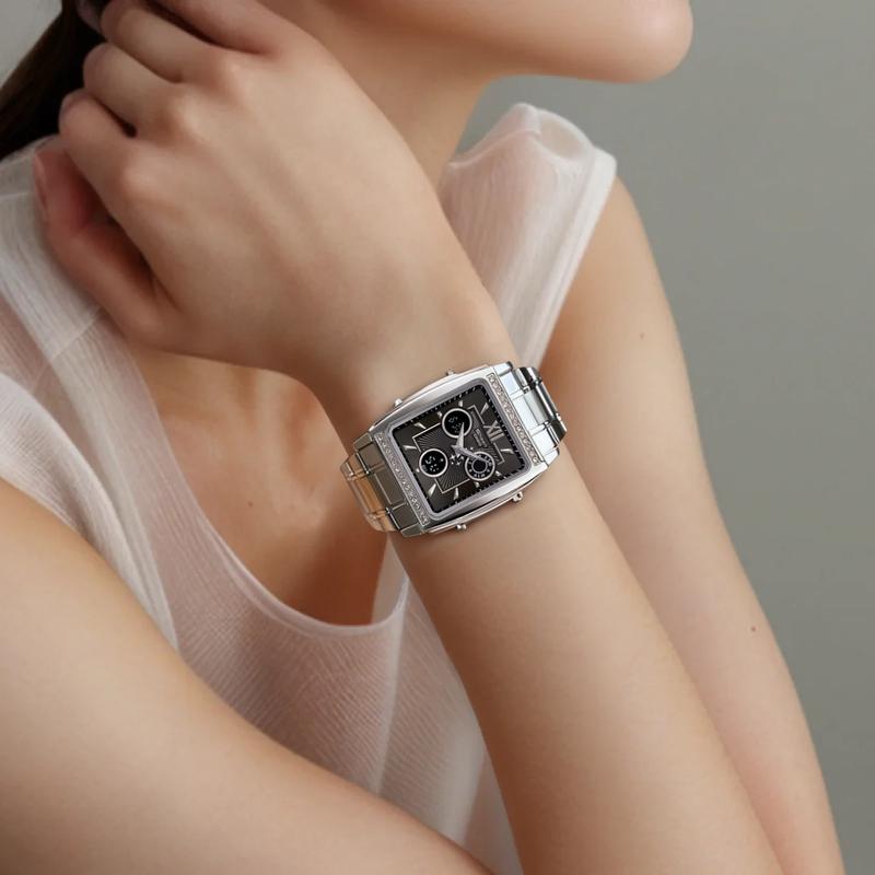 Casio SHEEN Retro Small Square Unicorn Dual Display Waterproof Business Quartz Movement Stainless Steel Strap Japanese and Korean Watch SHN-6500D-1ADR