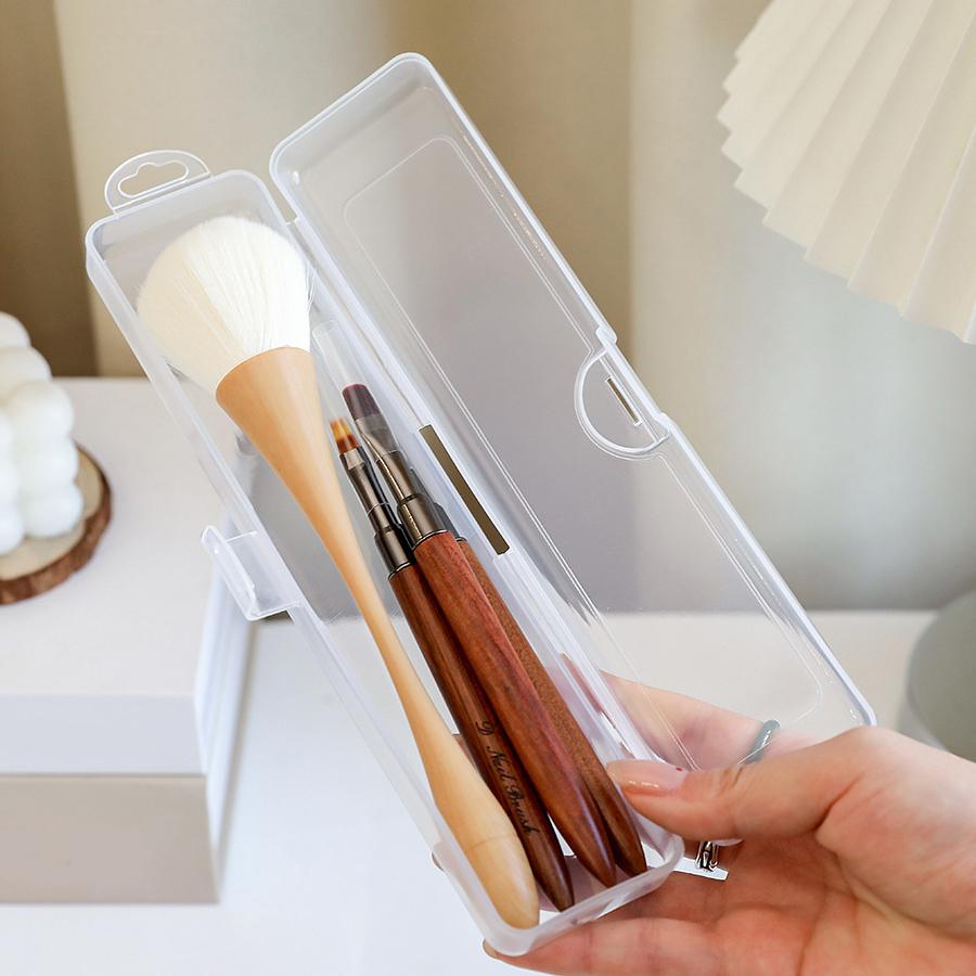 Portable Makeup Brush Holder Travel Case, Dustproof Organizer for Cosmetic Brushes, Nail Art Pens, Eyebrow Pencils Storage Box