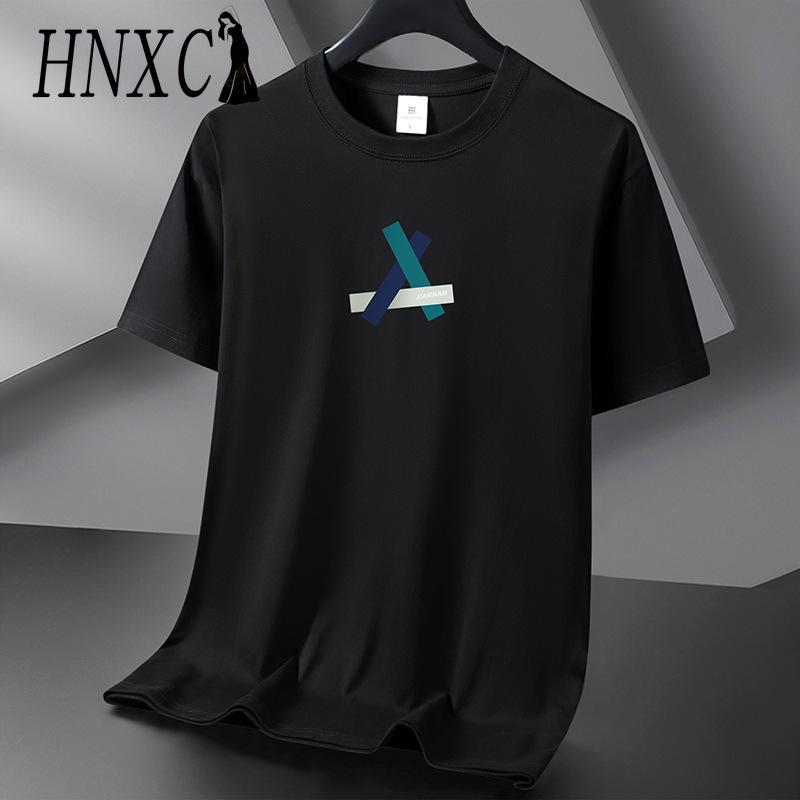 HNXC Puuvillane lühikeste varrukatega T-särk Meeste moodne vaba poolvarrukatega särk trükitud kaastundesärk