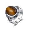 Natural Tiger Eye Moonstone Ring for Women S925 Silver Jewelry 10x14MM Large Turquoise Lapis Retro Wedding Party Ring