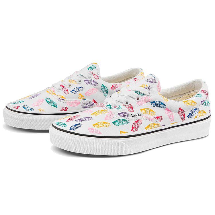 Vans Era Casual All Over Print Colorful Logo Trendy Versatile Low Top Skate Shoes Unisex Sneakers White VN0A54F19M5