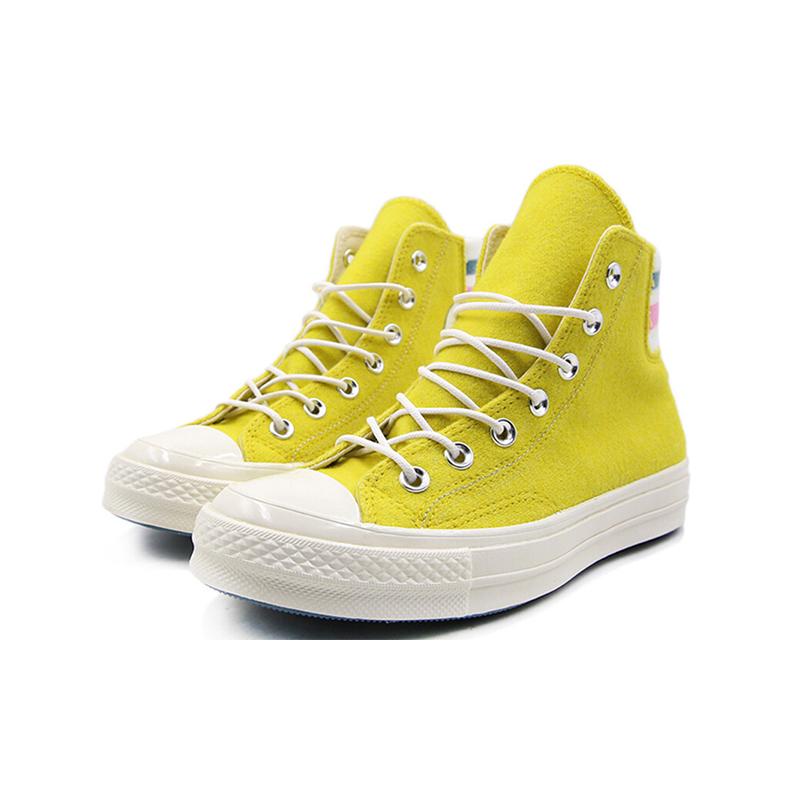 Converse Chuck Taylor All Star 70 Retro Stripe High "Bold Citron" Lace-up with Round Toe High Top Espadrilles Women's Yellow & White.