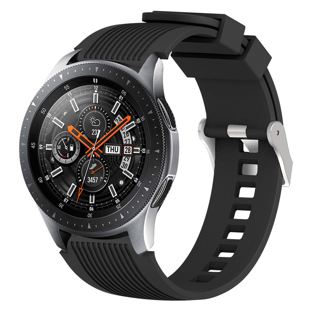 

Universal 22mm Width Lines Soft Silicone Band Watchband Strap for Huawei Watch 3/3 Pro/Samsung Amazfit Watch Etc Black