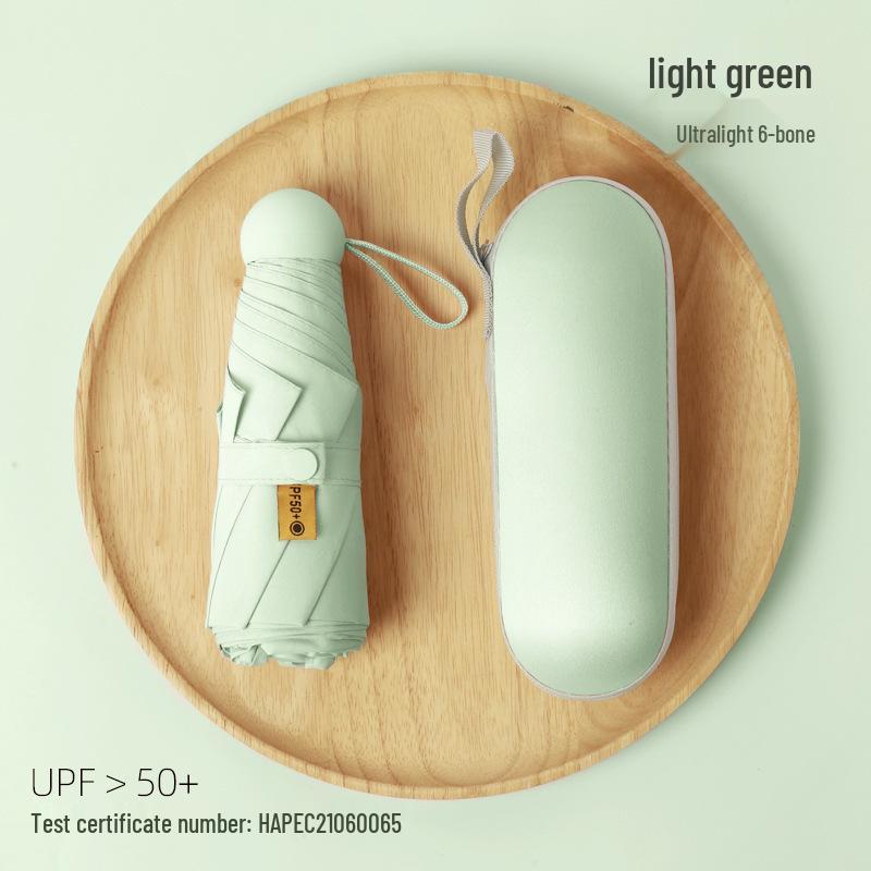 Compact Dual-Use Sun and Rain Umbrella with Black Glue Sunshade - Stylish Ladies' 5-Fold Capsule Design