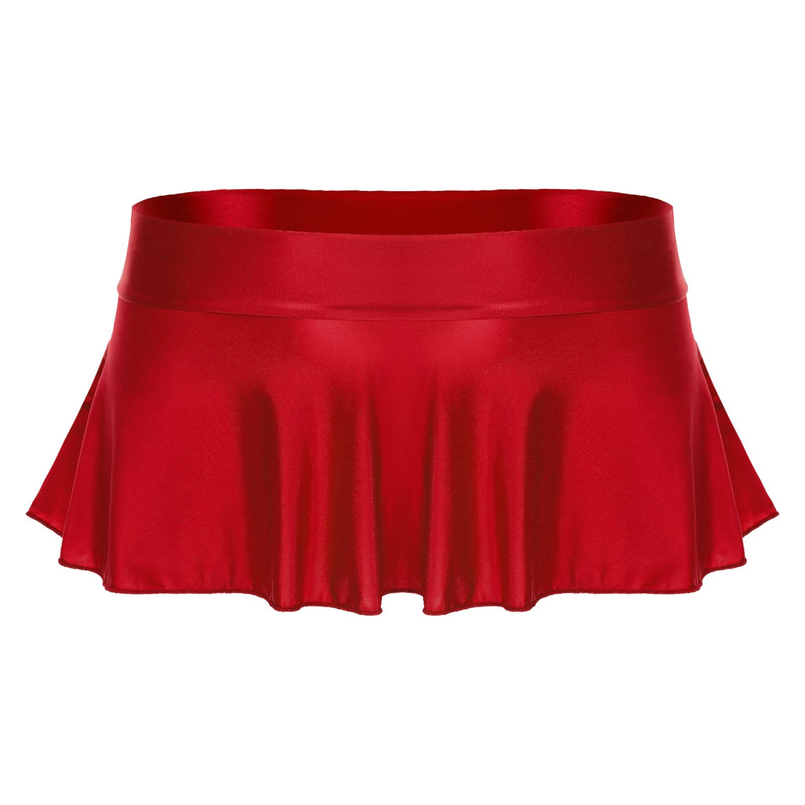 

Жіноча глянцева міні-спідниця з низькою посадкою, суцільний колір, бікіні, прикриття для вечірок біля басейну XL бордовий