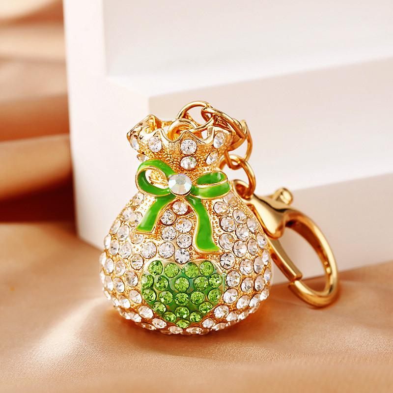 Elegant Rhinestone Embellished Heart Lucky Bag Keychain For Creative Gift Giving