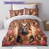 RoseAnimalPortraits Pattern Bedding Quilt Set Quilt Cover Pillowcase Home Decoration Birthday Gift (1 * duvet cover + 2 * pillowcase, without core)