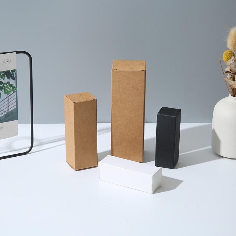 Rectangular Kraft Cosmetic Skincare Packaging Box, Thick Black & White Cardboard Folding Box