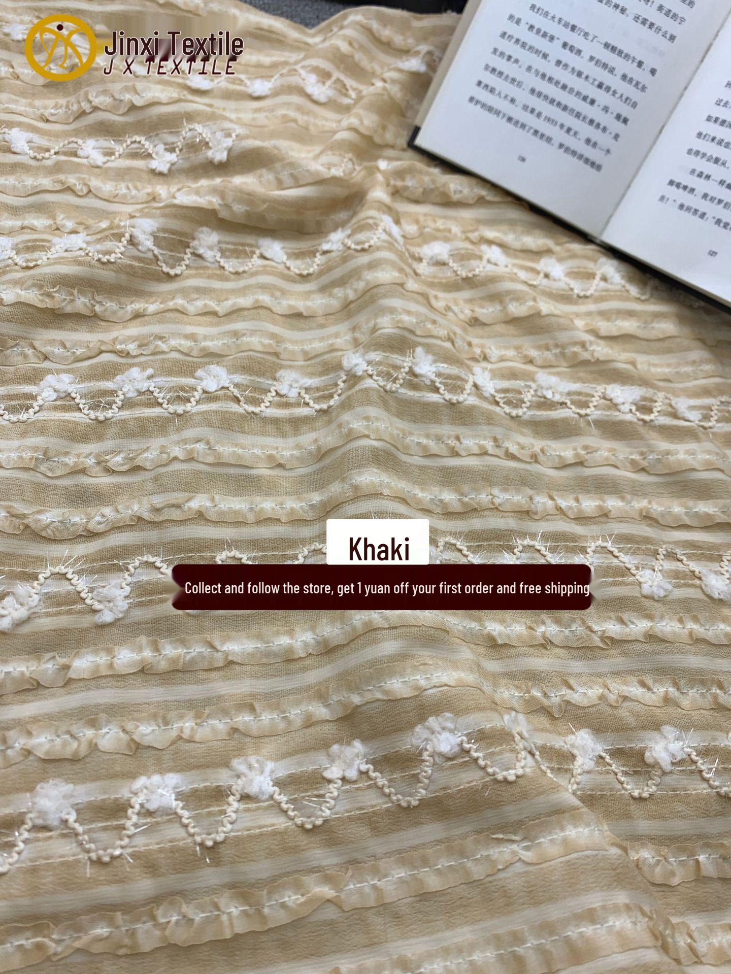 

Pearl Chiffon Geometric Embroidery Lace Skirt - Flowing Fairy Wedding or Formal Dress Fabric