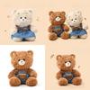 Embroidered Denim Overalls Teddy Bear Plush Toy For Kids With Pp Cotton Filling And Short Plush For Collectors Gift
