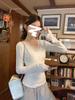 Korean Style Lace V-neck Long-sleeve Women's Top - Slim Fit, Autumn Niche Design