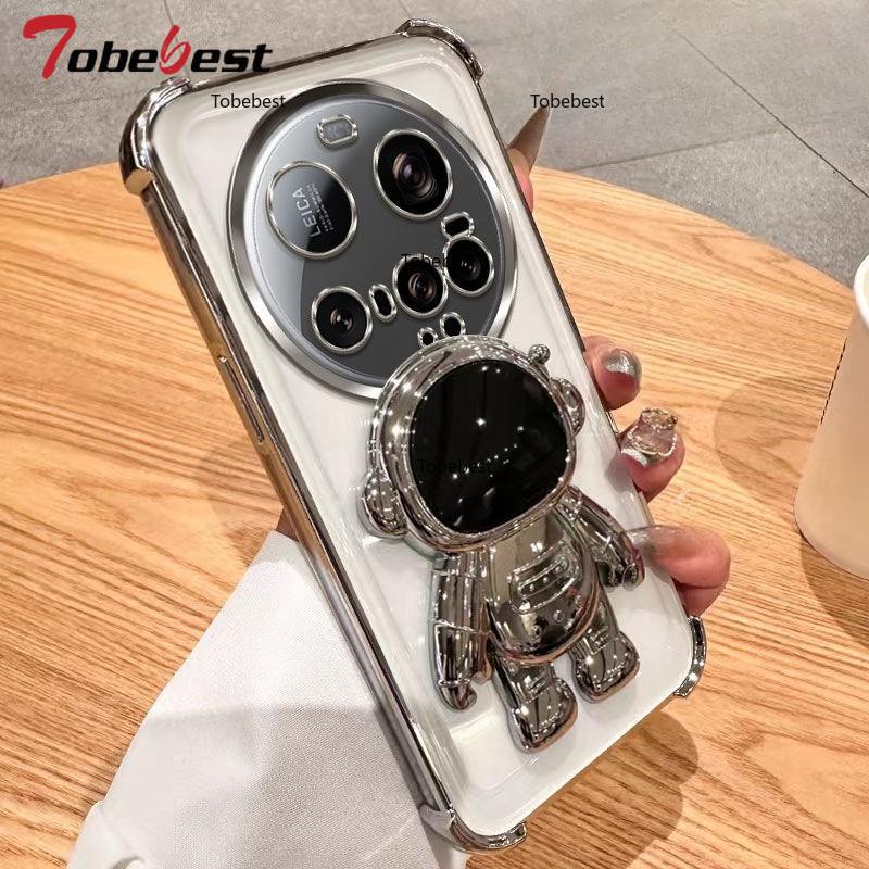 

Для Xiaomi 15 14 Ultra 14T 13 12 Pro Чохол Прозорий Ударостійкий Прозорий Гальванізований Кронштейн Астронавта Тримач для Телефону Кришка Xiaomi 12 or 12S срібний