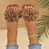 Large size slippers women's 2025 summer new women's fashion flower one-word casual flat-bottomed beach cool slippers