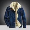 Menn dongerijakker Vinterfrakker Varme jeansjakker Herre Uformell Blå dongerijakker Mote jeansjakker