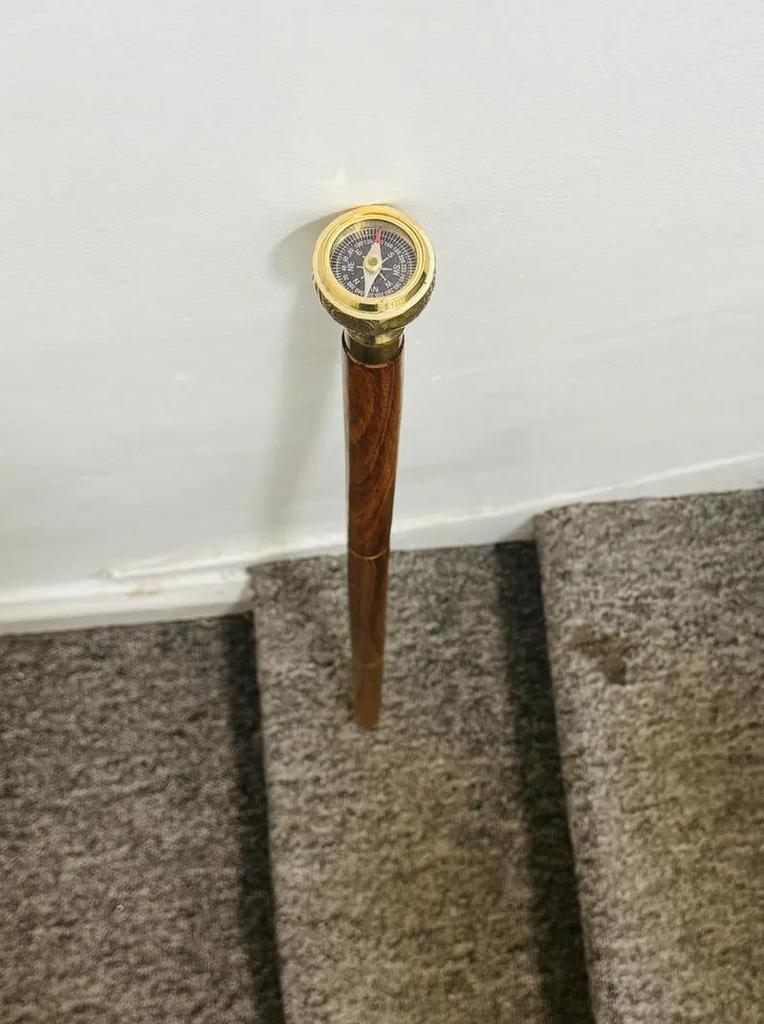 Gentleman's Walking Stick, Brass Handle New Antique Brass Walking Stick