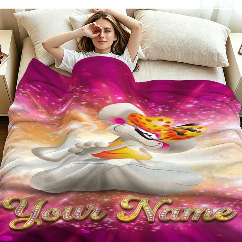 1PC Diddl Custom Name Patterned Flannel Blanket Suitable For All Seasons for Home Decor Warmth and Comfort Gifts Holiday Present