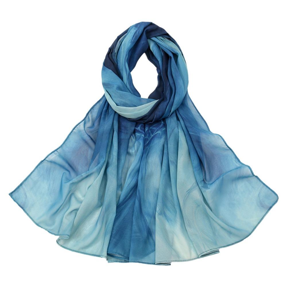 Ethnic Watercolor Painting Scarf Breathable Tie-dyed Scarf Colorful Satin Scarf  Head Wear