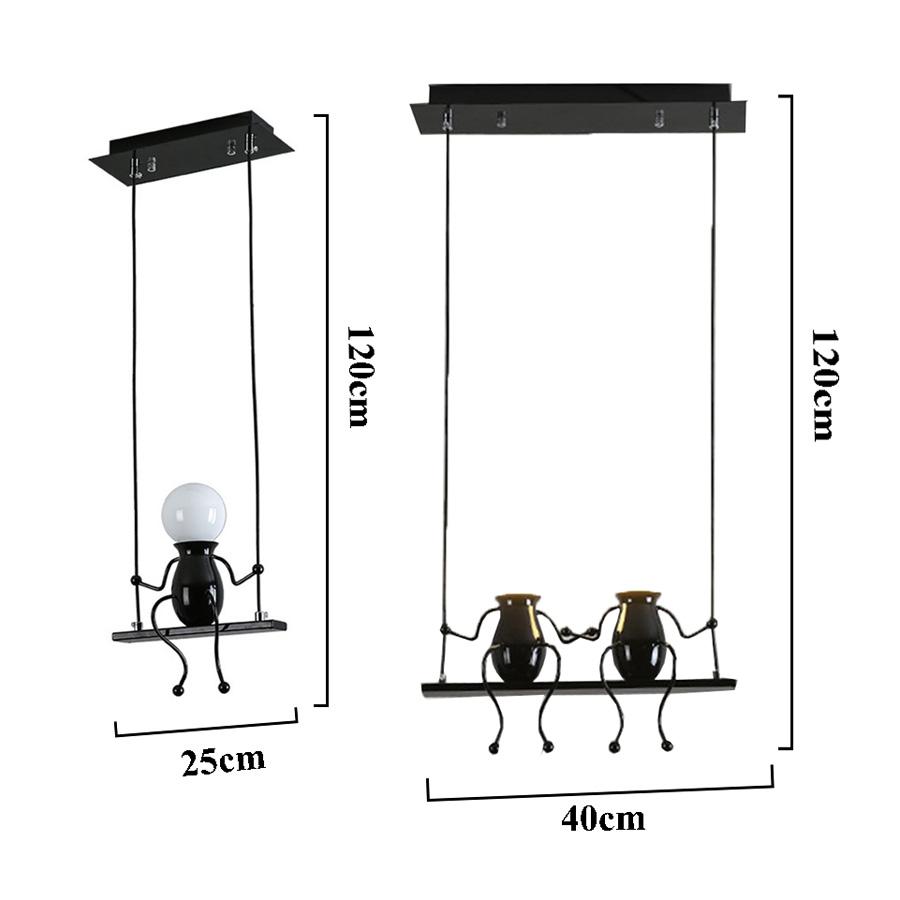 E27 Nordic Iron Little Man Pendant Lamp Creative Art Swing Man Hanging Pendant Light Kids Baby Children‘s Room Chandelier Decor