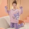 Girls Flannel Pajama Set Cartoon Warm Homewear Kids Winter