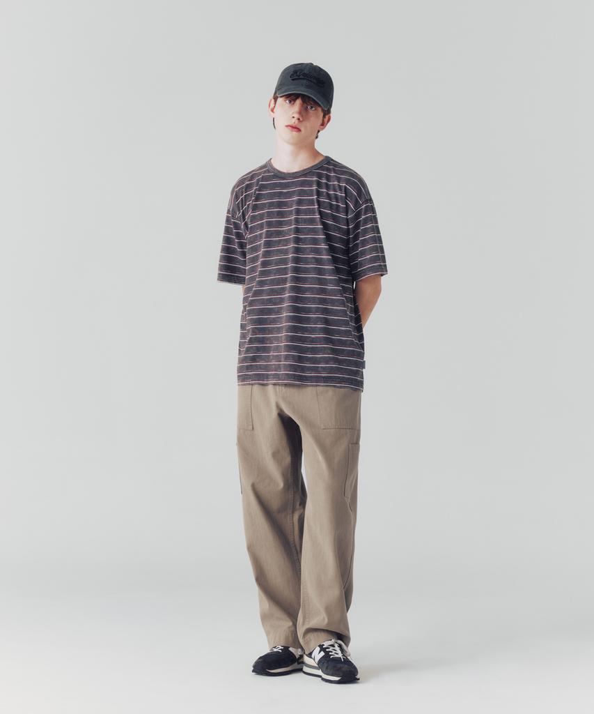 ESPIONAGE Vintage Washed Border Tee Charcoal