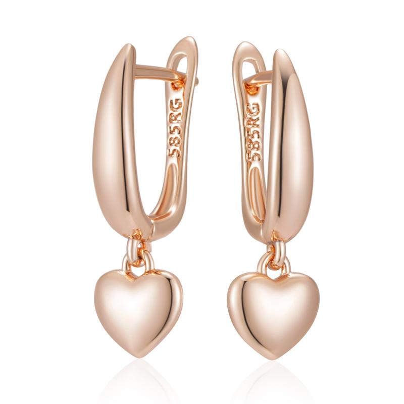 Minimalist Style Rose Gold Color Heart Drop Earrings For Women Trendy Jewelry Party Wedding Accessories Fine Jewelry