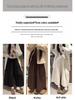 Women's Autumn/Winter 2025 Coffee Quilted Wide-Leg High-Waisted Culottes Skirt - Plus Velvet, Slimming, Thickened, Three-Quarter Length.