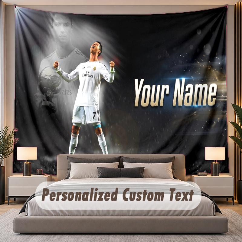 Custom Name Text Tapestry Cristiano Ronaldo Personalized Polyester Wall Tapestry For Bedroom And Room