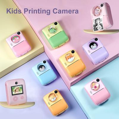 DIY Detský Instantný Tlačový Fotoaparát Termálny Foto Papier 1080P Digitálny Poloroidový Fotoaparát Dievčenská Ružová Hračka Deti Video Darček k Narodeninám
