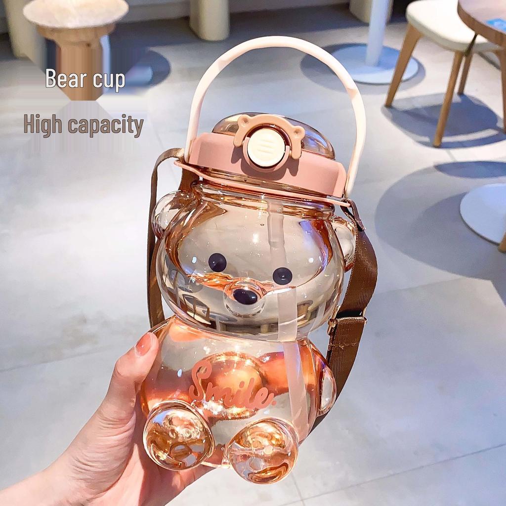 High-Capacity Children's Pop-Up Straw Water Cup - Portable Baby Bus Design