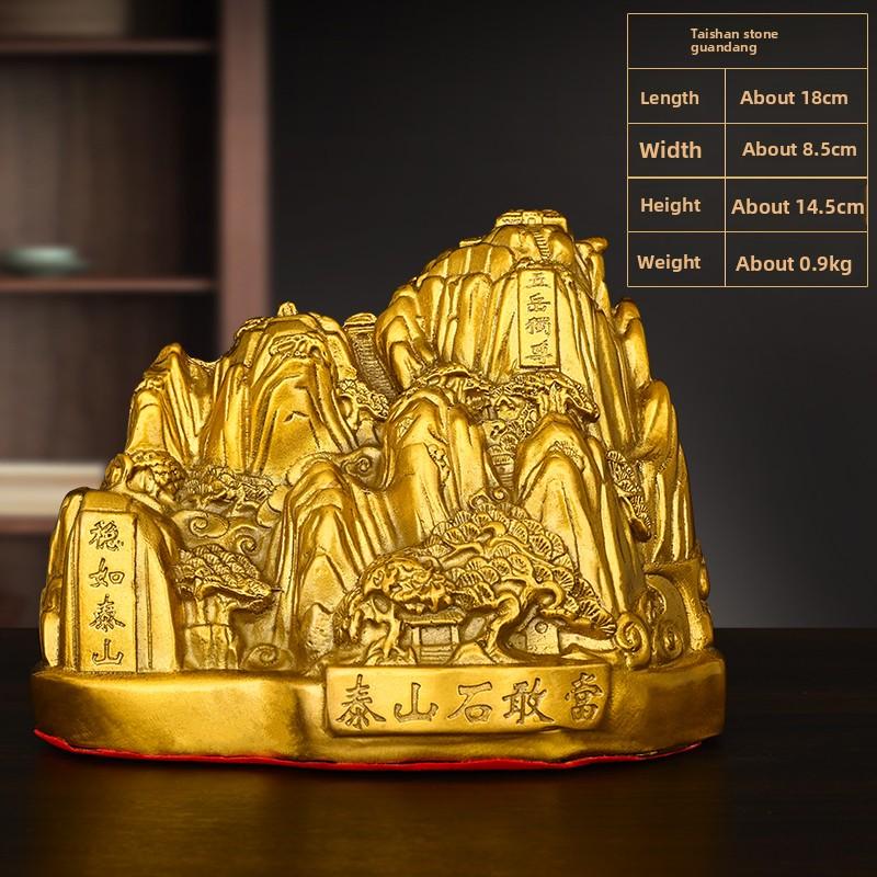 Lucky Brass Mount Tai Guardian Stone Ornament for Home Living Room Decor