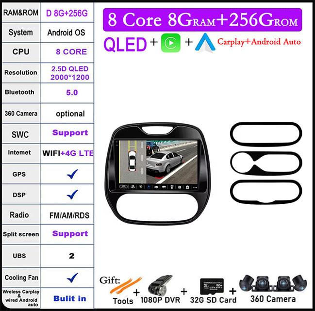 Car Radio Wireless Carplay for Renault Kaptur Captur Clio samsung QM3 2013 2014 2015 2016 MultimediaPlayer Android Auto 4G