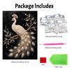 This pearl painting kit features 5D elegant peacock pearls mosaic art style for home wall decoration.