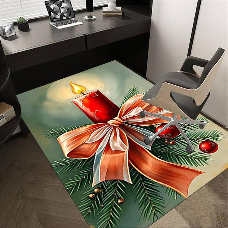 1PC Christmas, candle Extra Large Non Slip Floor carpet, Office, family, bedroom, Studio Large Area Rug Indoor Rugs, , Vibrant Colors