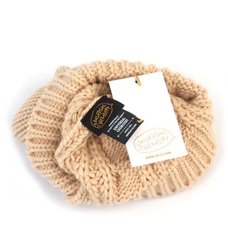 Universal Chemistry Bear Twist Knit Beige Beanie Bear Beanie