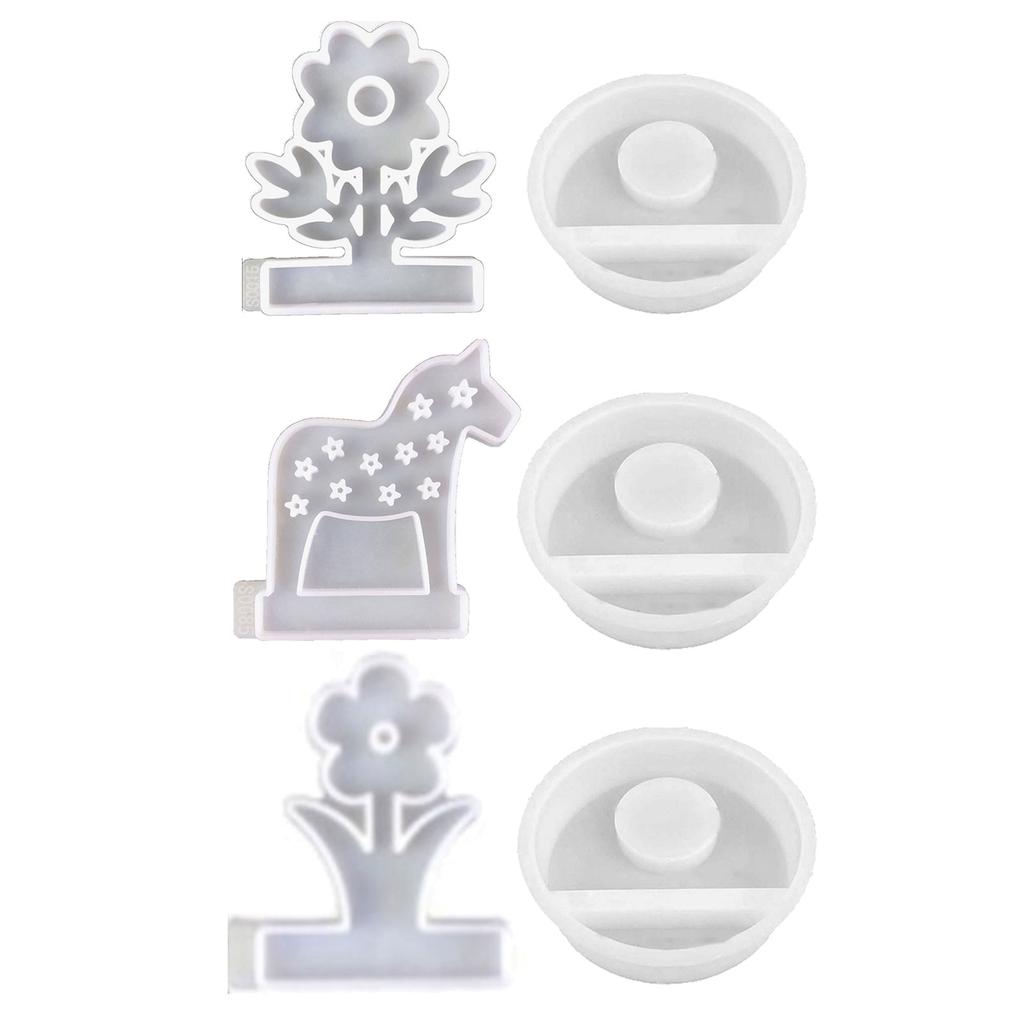 Horse Shape Candle Holder Molds with Base Flower Tealight Holder Molds Animal Resin Molds for DIY Craft Home Decorations