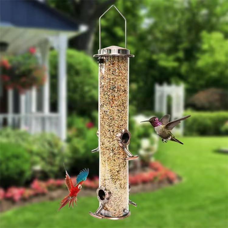 Windproof Waterproof Metal Hanging Bird Feeder for Small Birds and Parrots