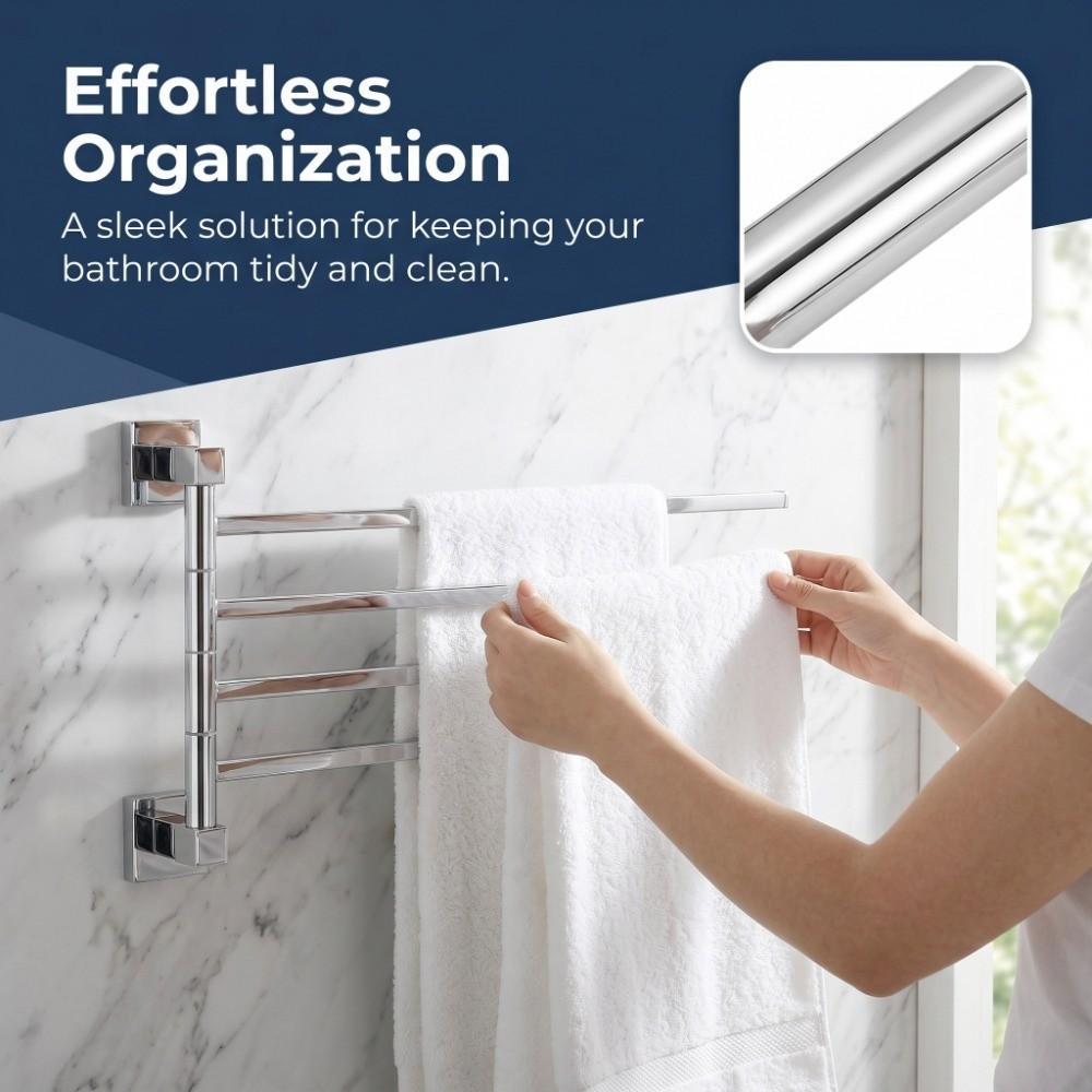 Silver Towel Rack Rotatable Towel Holder Durable Towel Bar Home Supplies